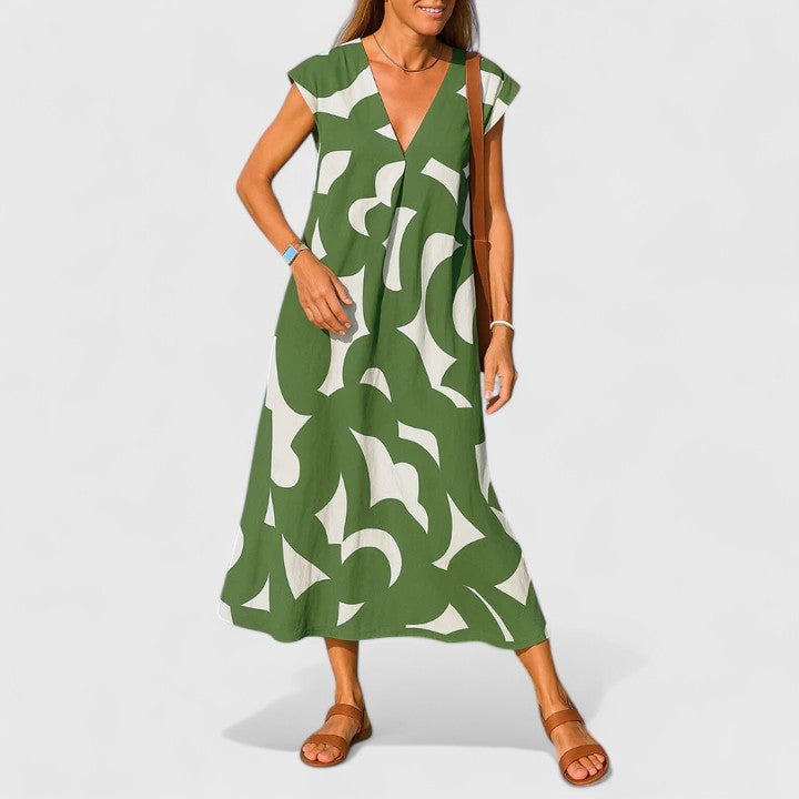 Birgitta | Tyylikäs V-pääntie Mekko