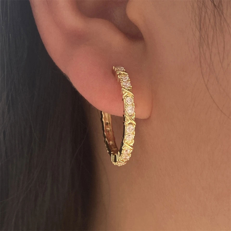 Birgitta | Zirkonia Risti Korvakorut 18K Kulta