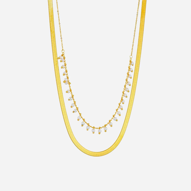 Birgitta | Luxe Käärme Kaulaketju & Helmi Korusetti 18K Kulta