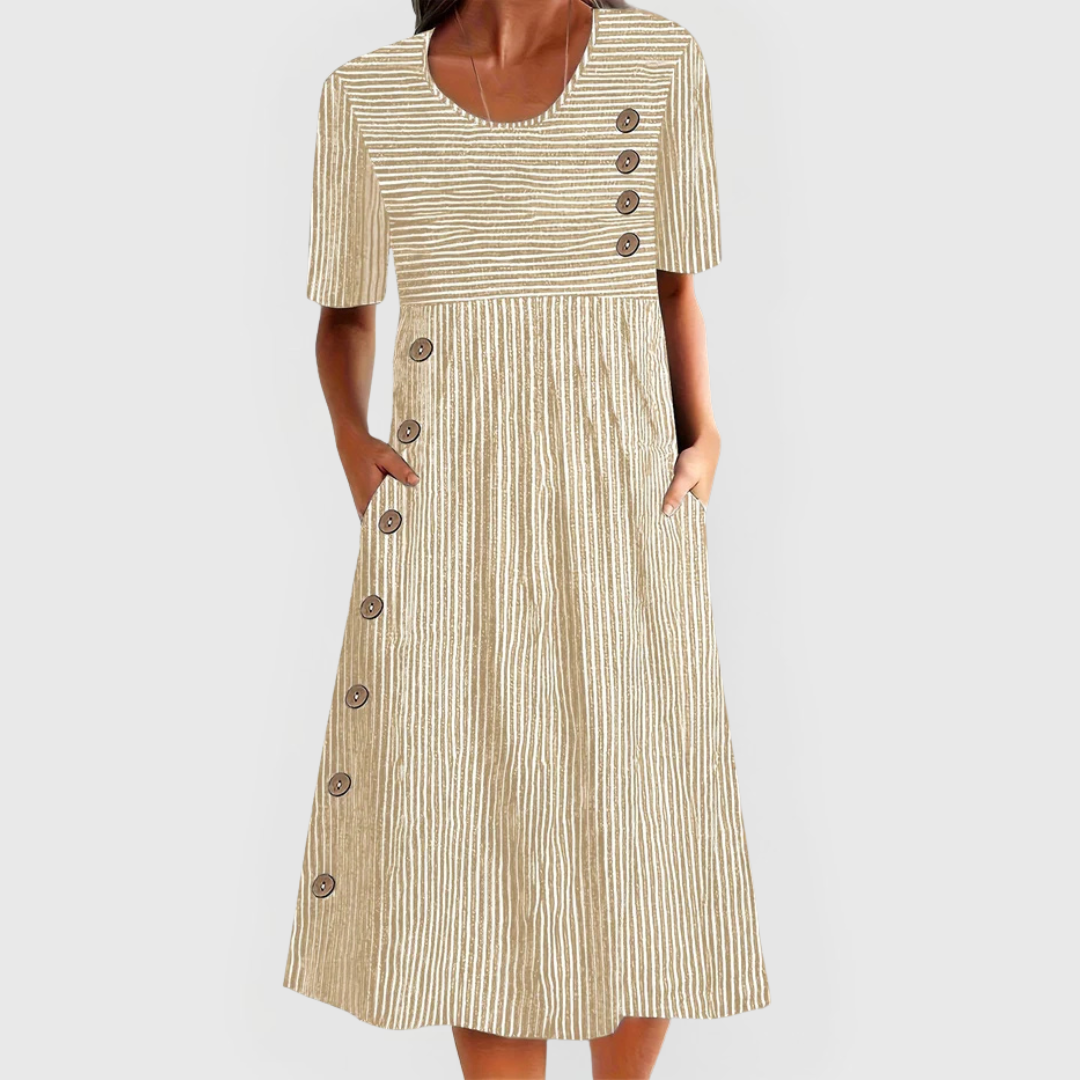 Birgitta | Raidallinen Midi-mekko