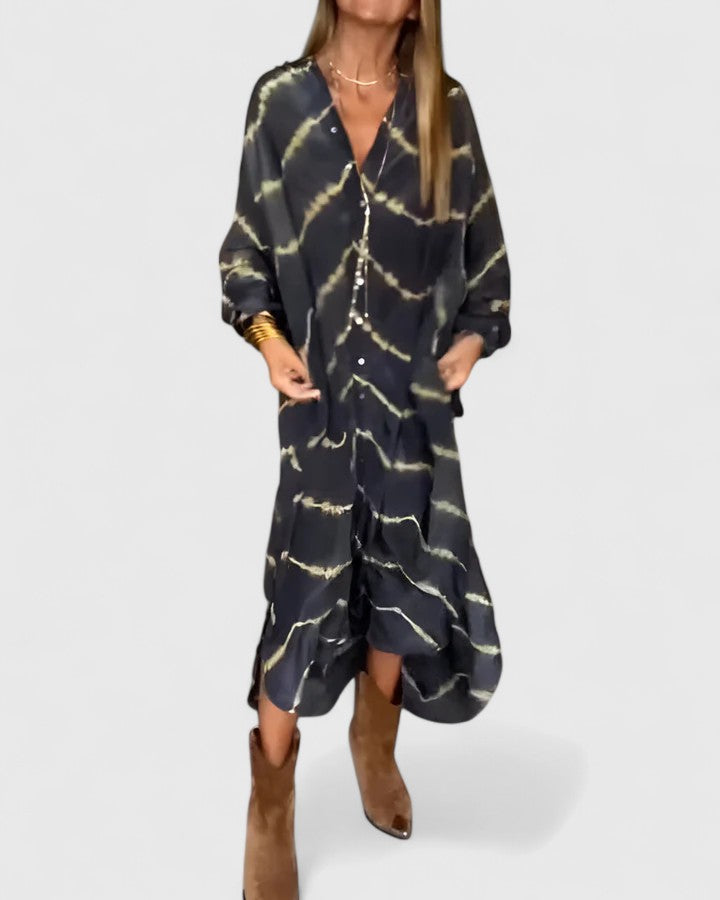 Birgitta | Elegantti Boho Raidallinen Maxi-Mekko