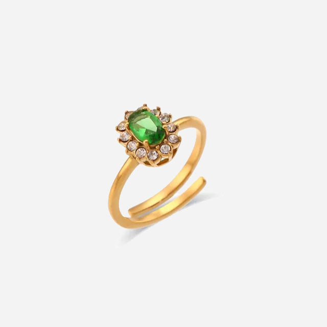 Birgitta | Vihreä Zirkonia Sormus 18K Kulta