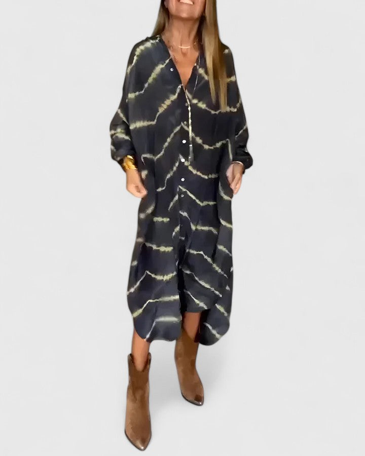 Birgitta | Elegantti Boho Raidallinen Maxi-Mekko