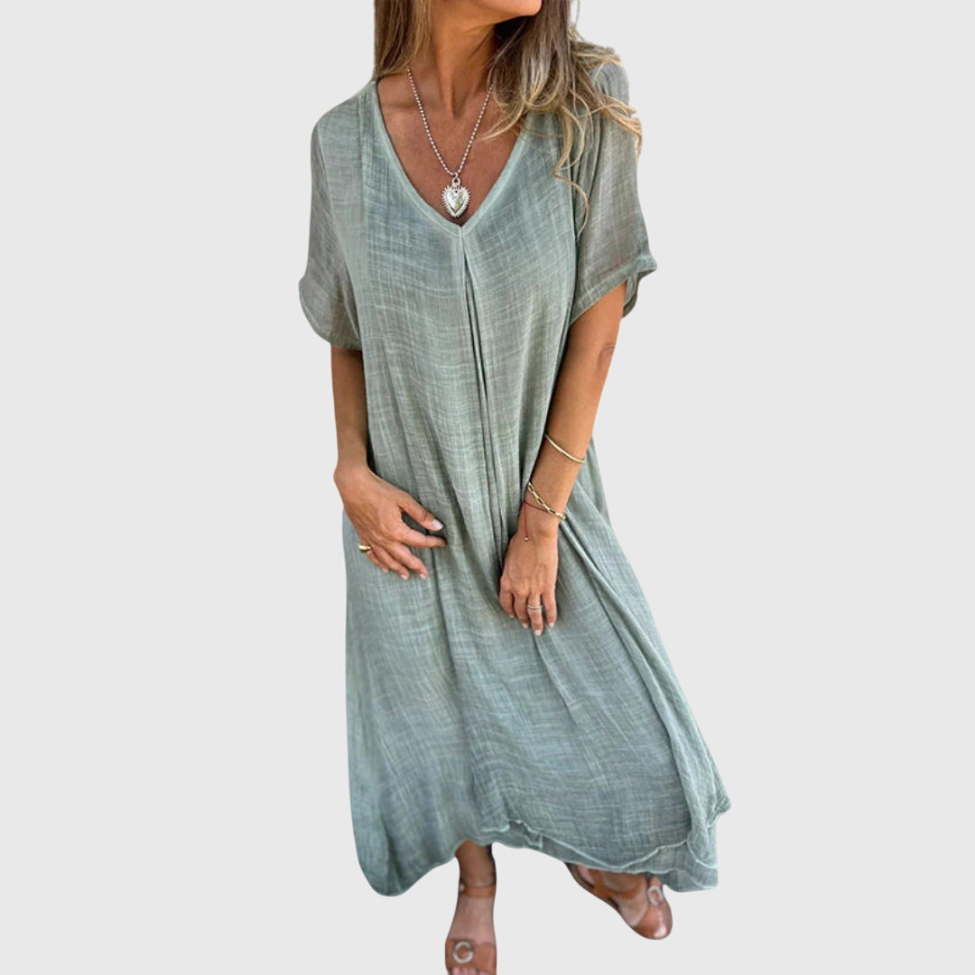 Birgitta | Elegantti Kevyt V-Pääntie Mekko