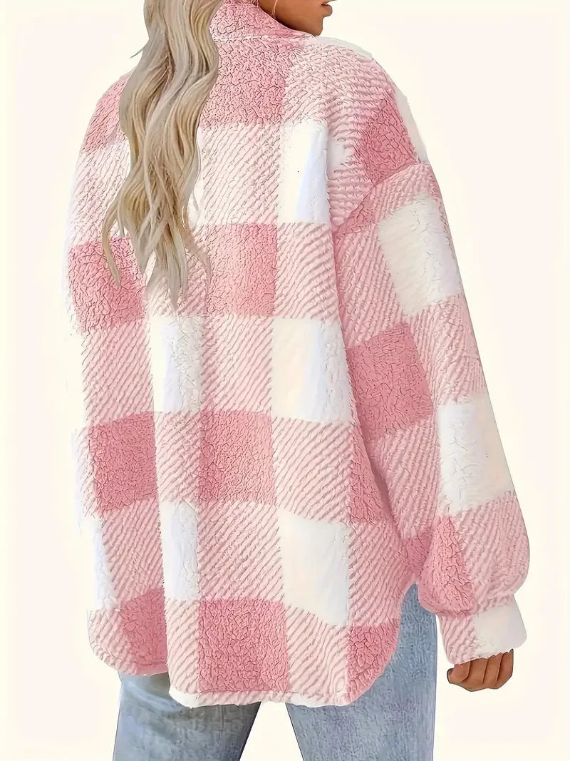 Birgitta | Tyylikäs Ruudullinen Fleece-takki
