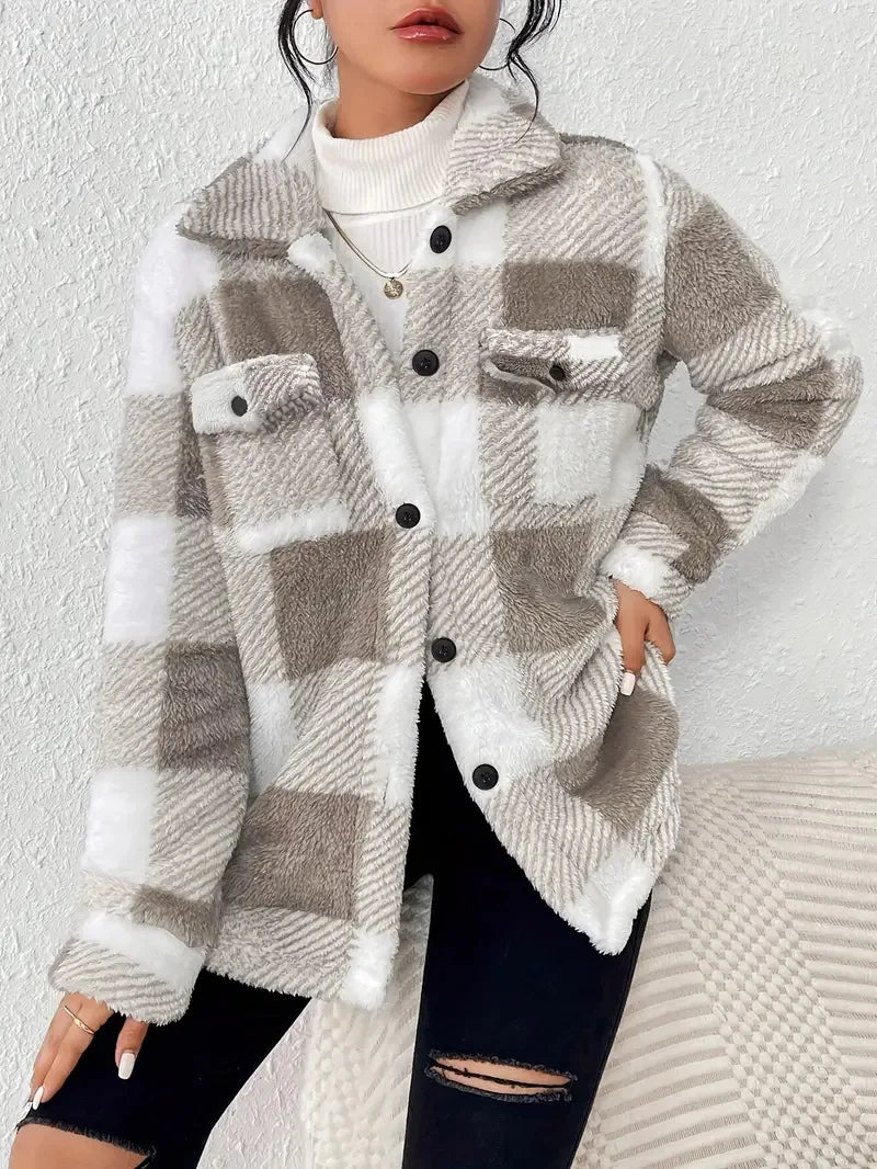 Birgitta | Tyylikäs Ruudullinen Fleece-takki