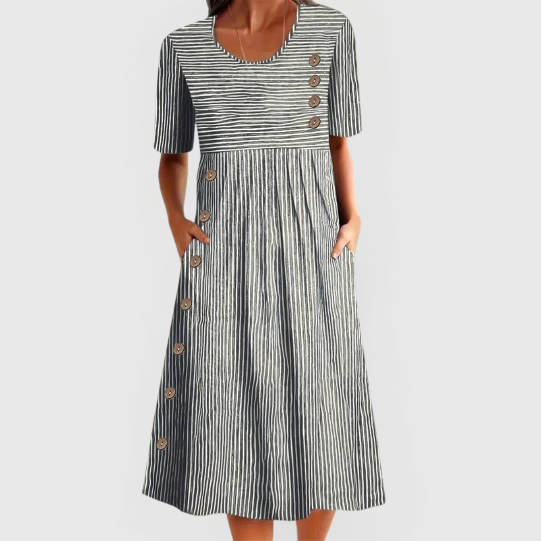 Birgitta | Raidallinen Midi-mekko