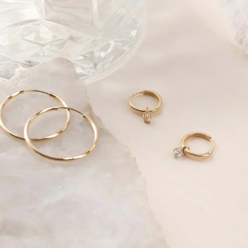 Birgitta | Kuun säde -kiviset rengaskorvakorut 14k kultaa