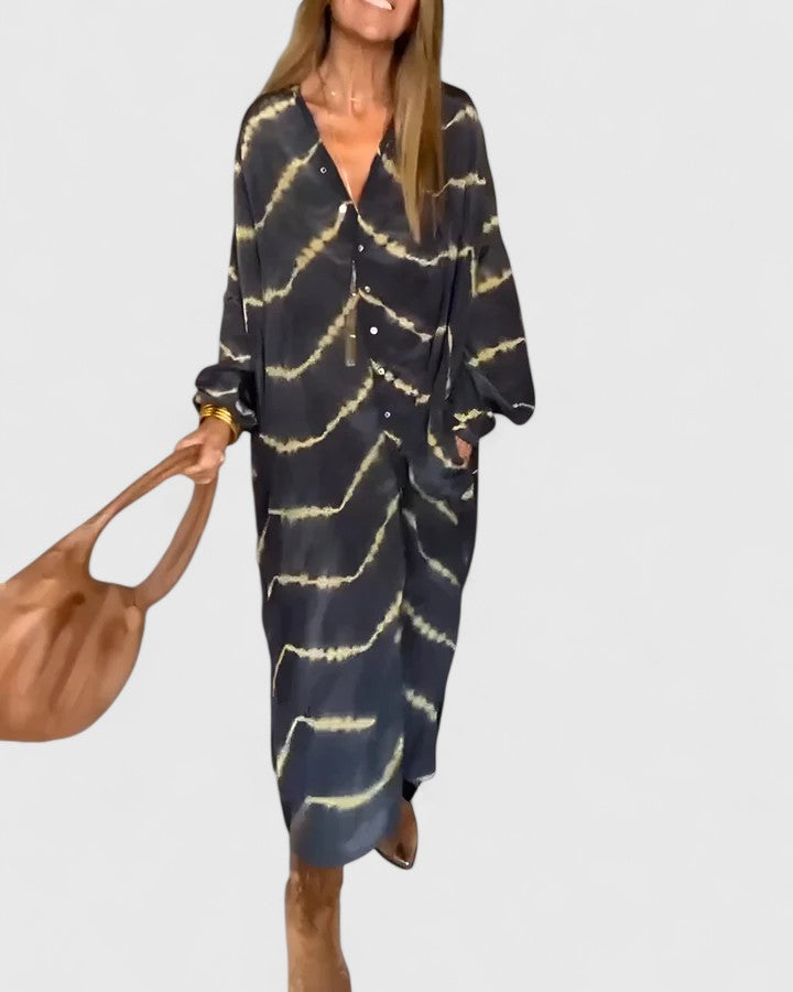 Birgitta | Elegantti Boho Raidallinen Maxi-Mekko