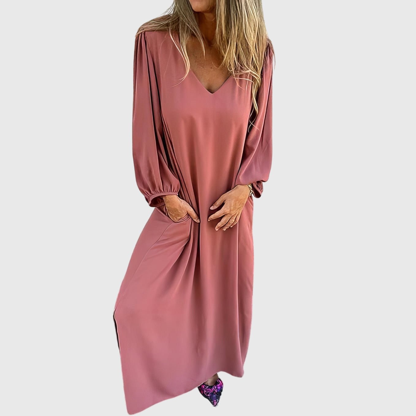 Birgitta | Pitkä Boho-mekko taskuilla