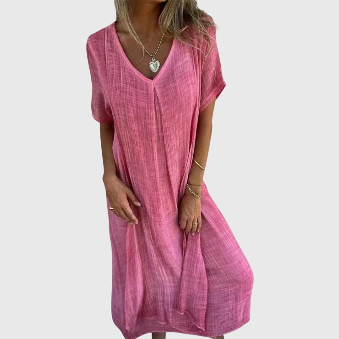 Birgitta | Elegantti Kevyt V-Pääntie Mekko