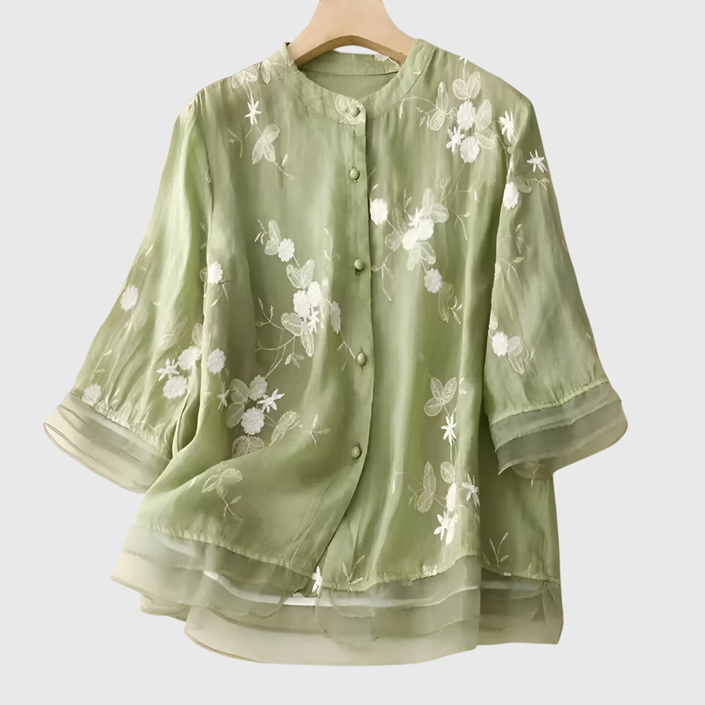 Birgitta | Elegantti Paita Kirjotuilla Kukkasilla