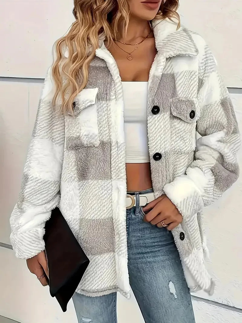 Birgitta | Tyylikäs Ruudullinen Fleece-takki