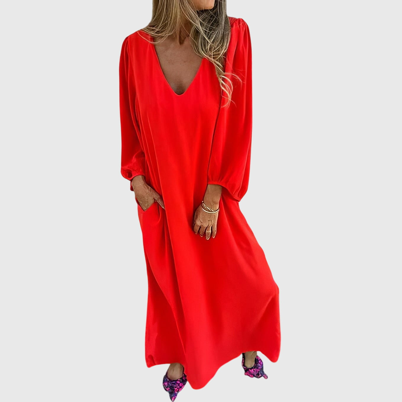 Birgitta | Pitkä Boho-mekko taskuilla