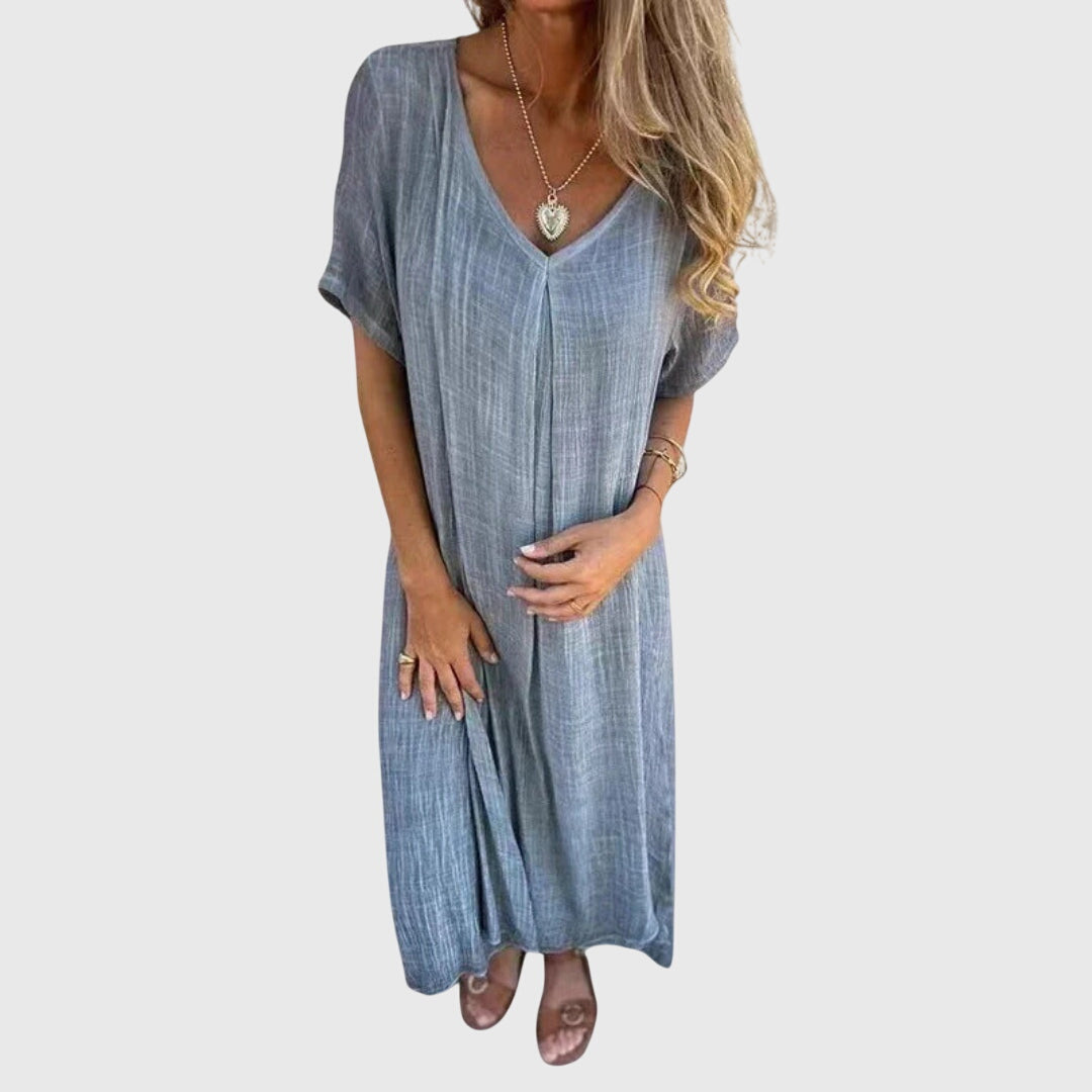 Birgitta | Elegantti Kevyt V-Pääntie Mekko